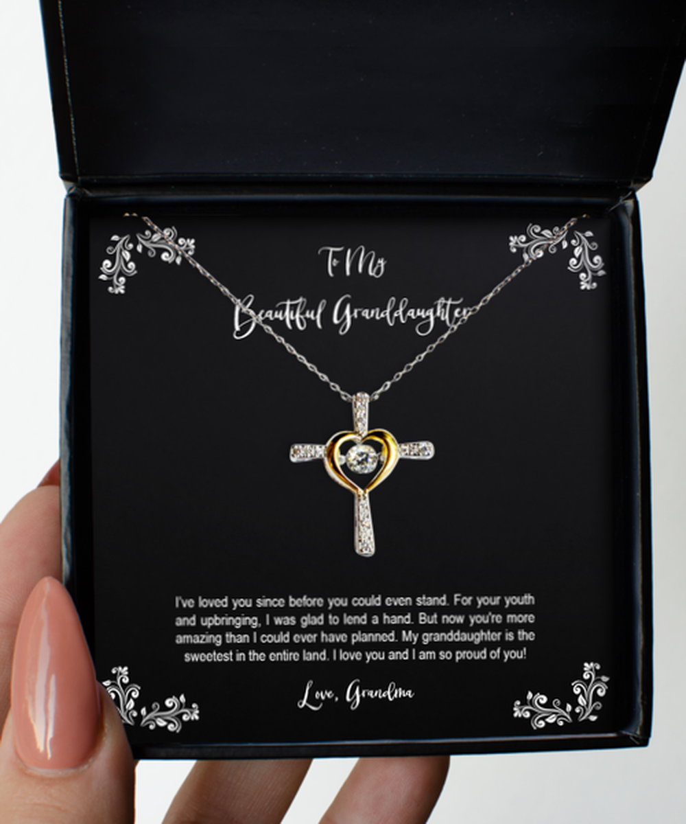 To My Granddaughter Gifts, I Am So Proud Of You, Cross Dancing Necklace For Women, Birthday Jewelry Gifts From Grandma