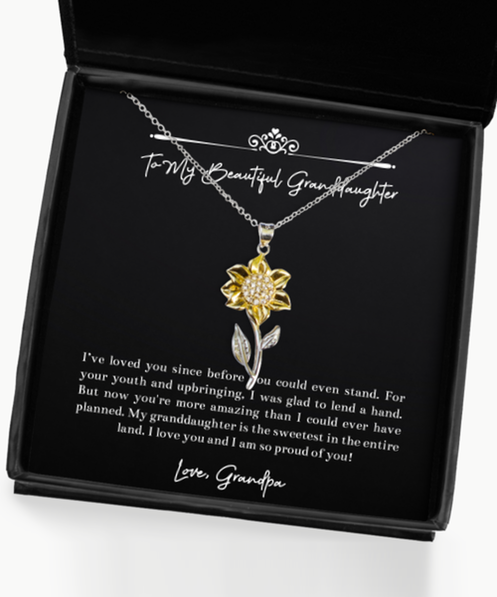 To My Granddaughter Gifts, I Am So Proud Of You, Sunflower Pendant Necklace For Women, Birthday Jewelry Gifts From Grandpa