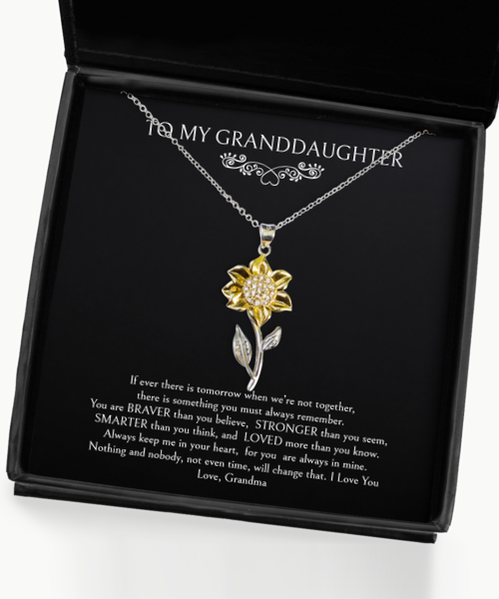 To My Granddaughter Gifts, Keep Me In Your Heart, Sunflower Pendant Necklace For Women, Birthday Jewelry Gifts From Grandma
