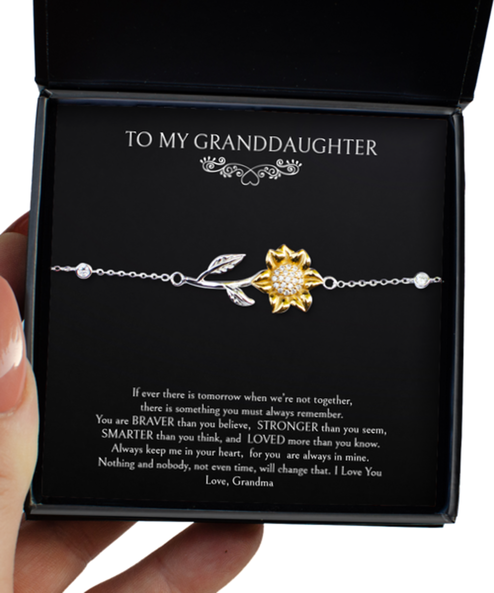 To My Granddaughter Gifts, Keep Me In Your Heart, Sunflower Bracelet For Women, Birthday Jewelry Gifts From Grandma