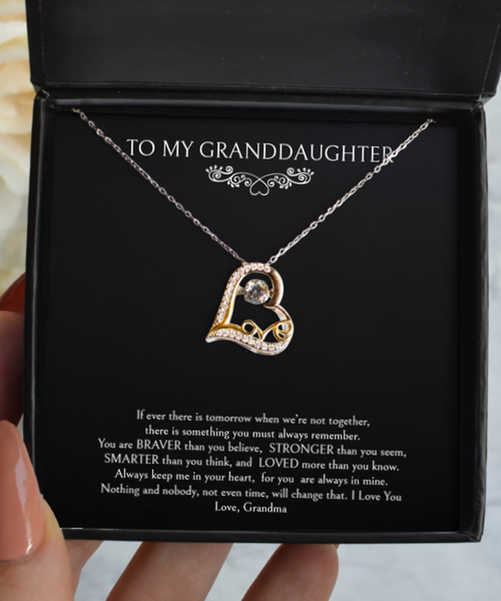 To My Granddaughter Gifts, Keep Me In Your Heart, Love Dancing Necklace For Women, Birthday Jewelry Gifts From Grandma