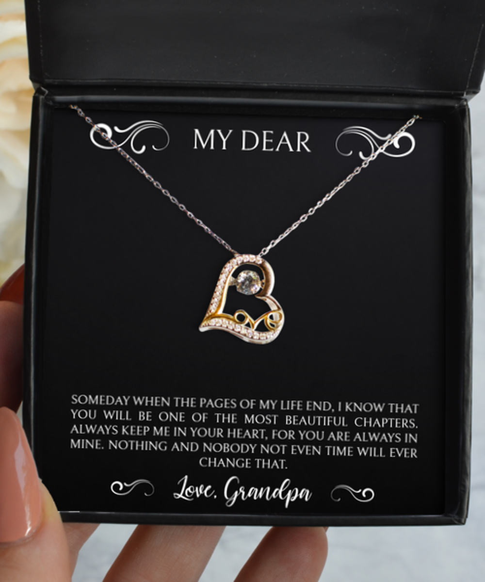To My Granddaughter Gifts, Beautiful Chapter, Love Dancing Necklace For Women, Birthday Jewelry Gifts From Grandpa
