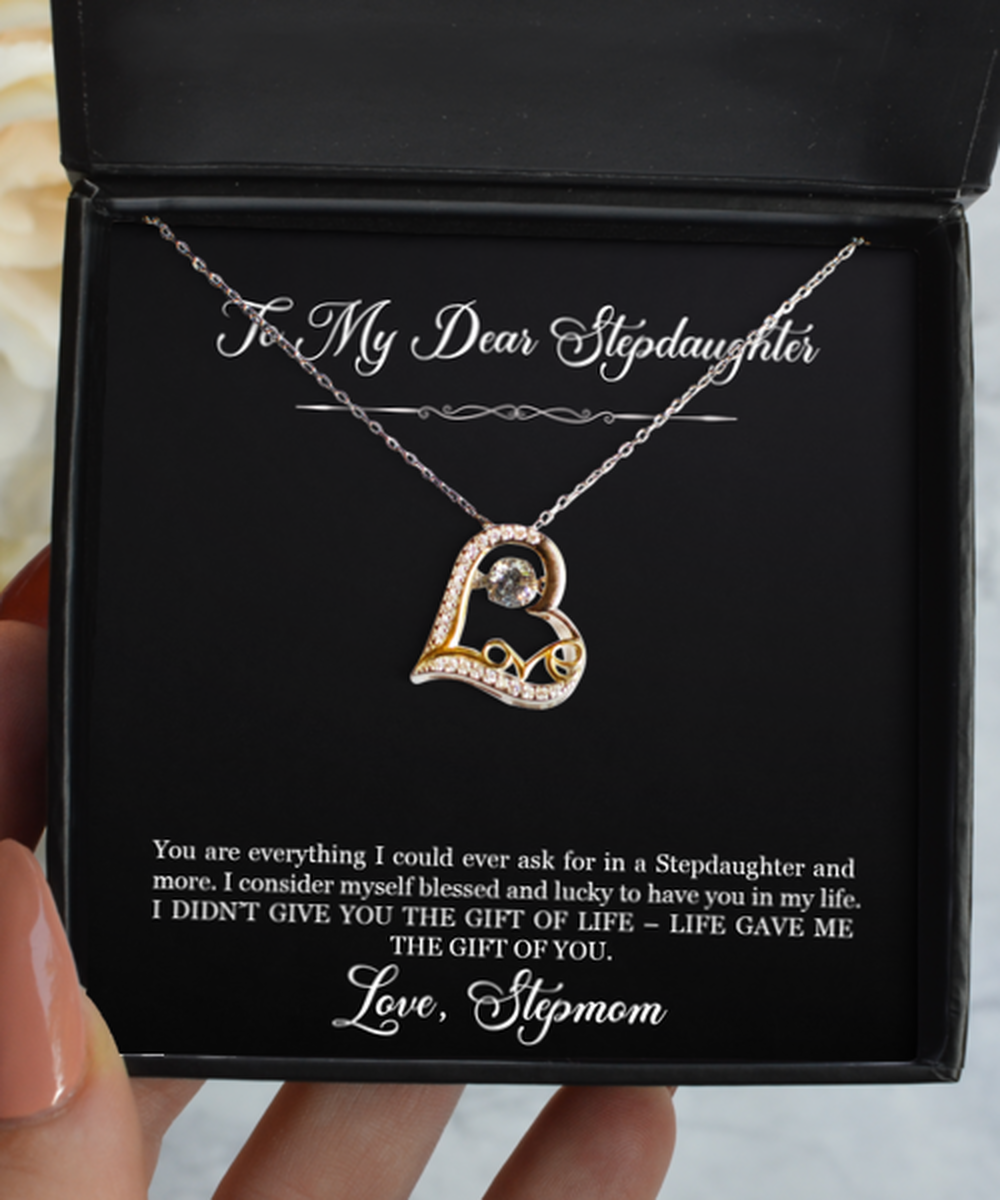 To My Stepdaughter Gifts, I Am Blessed And Lucky, Love Dancing Necklace For Women, Birthday Jewelry Gifts From Stepmom