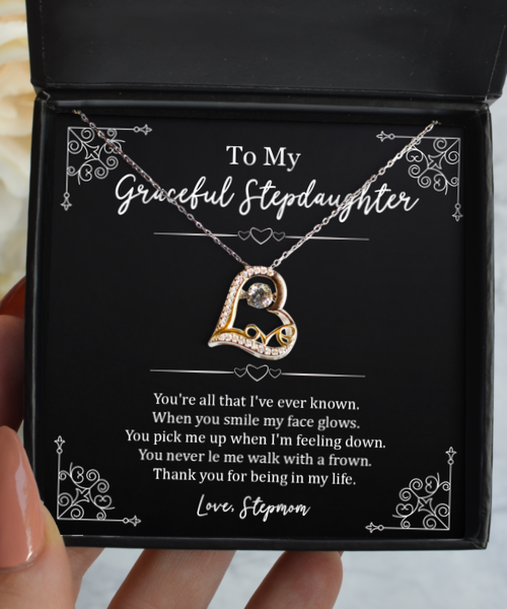 To My Stepdaughter Gifts, Thank You For Being In My Life, Love Dancing Necklace For Women, Birthday Jewelry Gifts From Stepmom