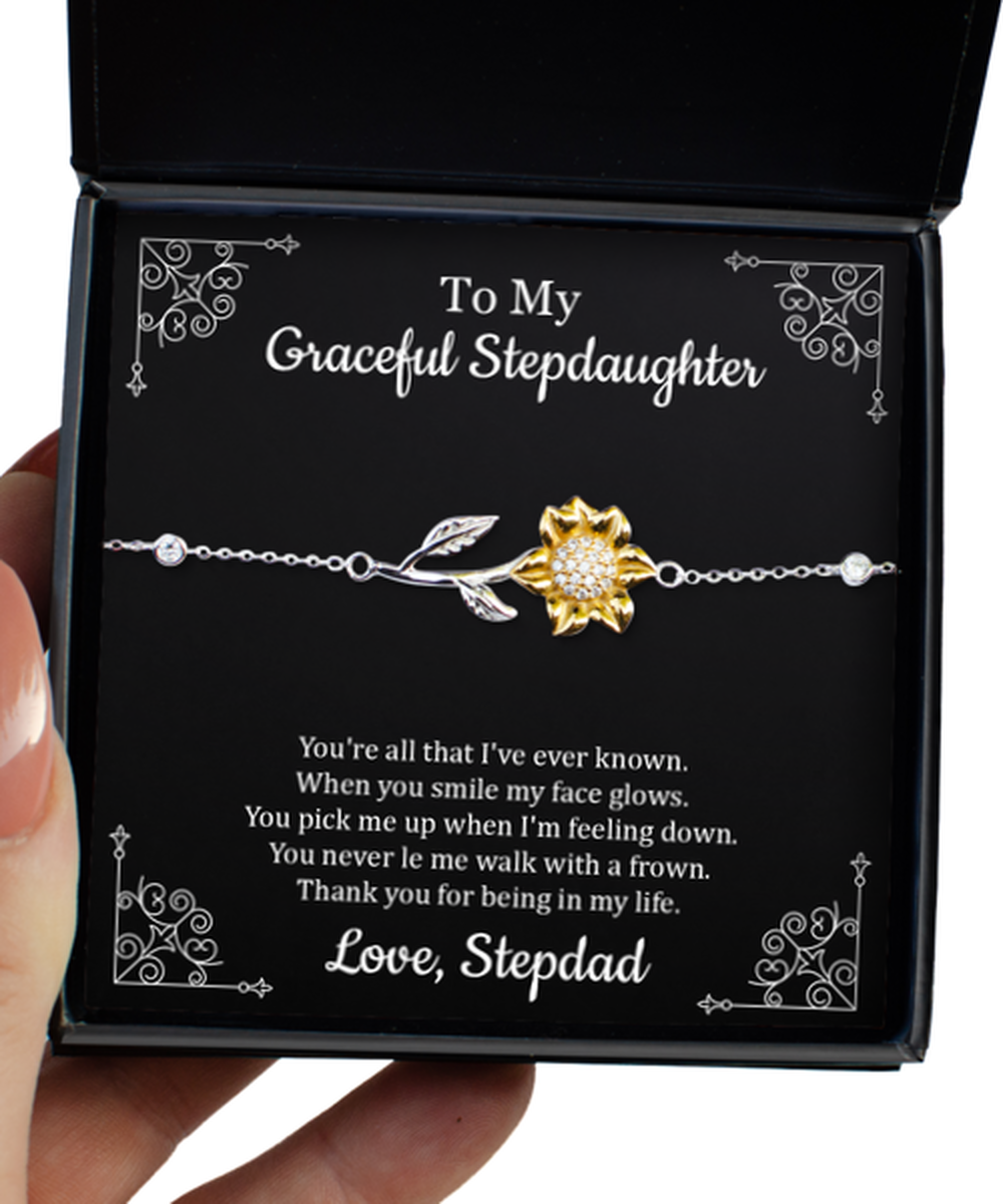 To My Stepdaughter Gifts, Thank You For Being In My Life, Sunflower Bracelet For Women, Birthday Jewelry Gifts From Stepdad