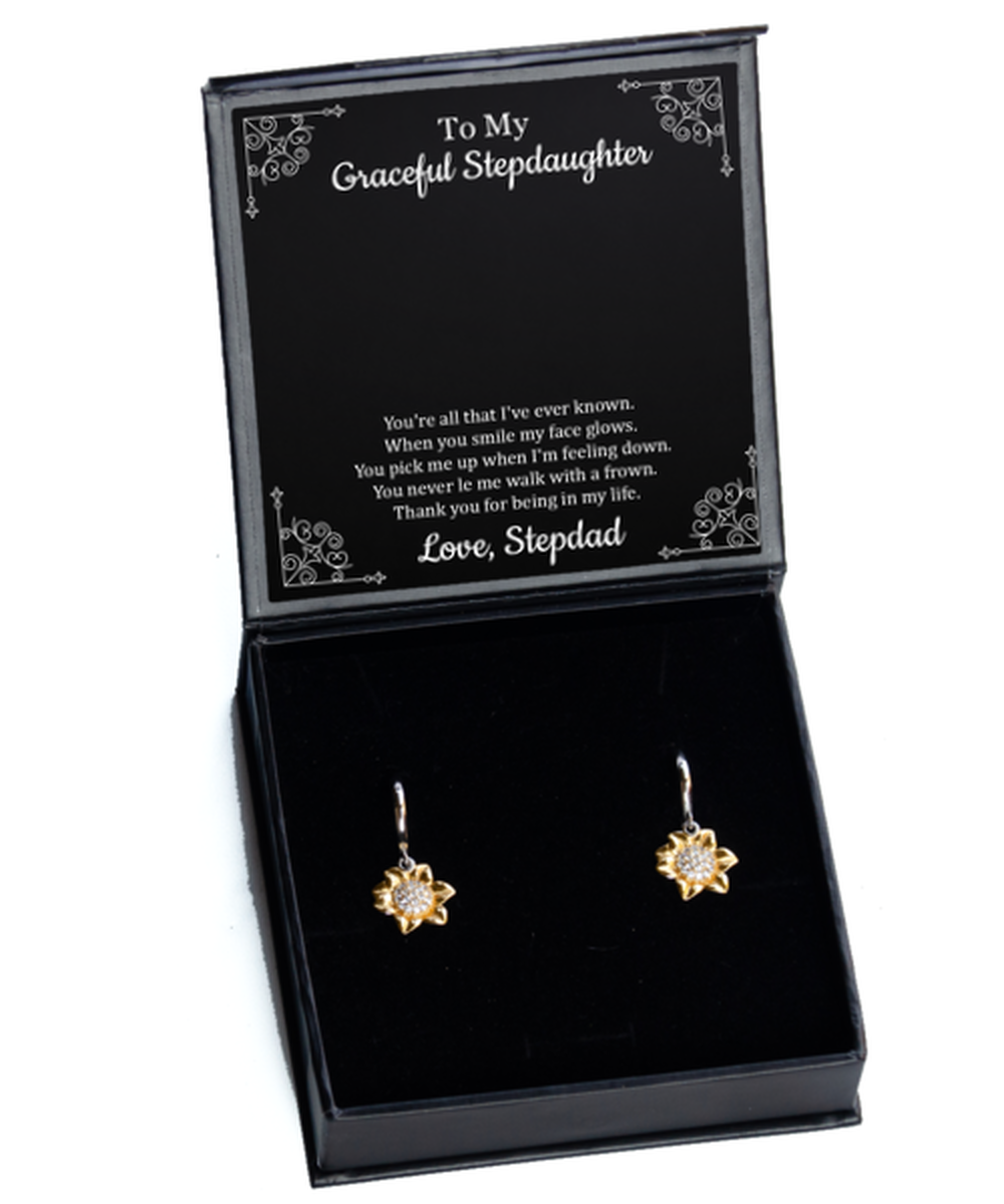 To My Stepdaughter Gifts, Thank You For Being In My Life, Sunflower Earrings For Women, Birthday Jewelry Gifts From Stepdad