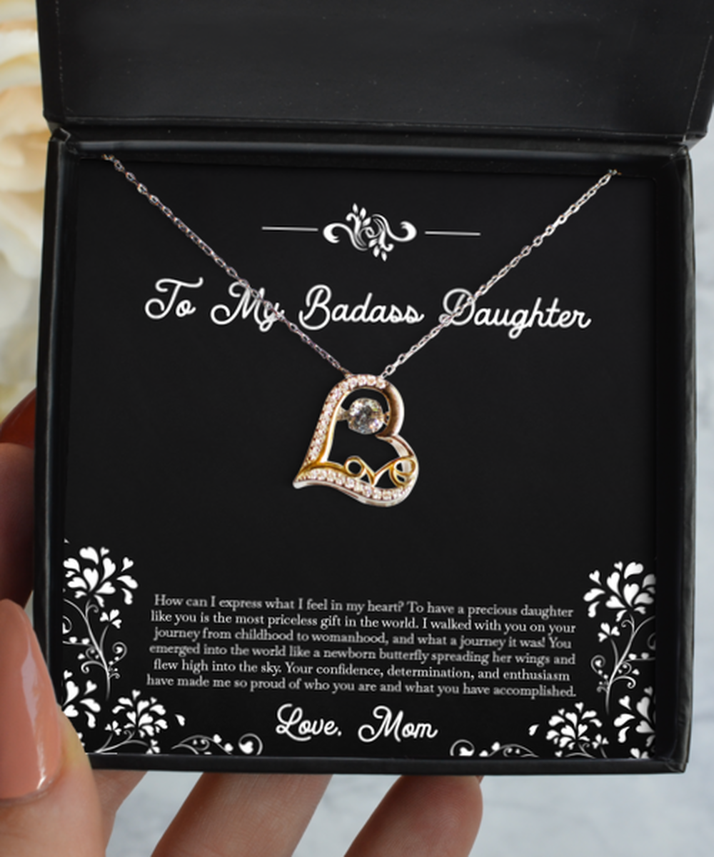 To My Badass Daughter Gifts, Precious Daughter Like You, Love Dancing Necklace For Women, Birthday Jewelry Gifts From Mom