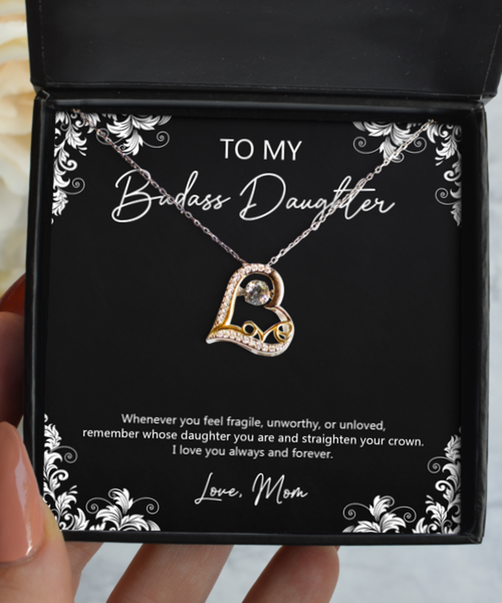 To My Badass Daughter Gifts, Always And Forever, Love Dancing Necklace For Women, Birthday Jewelry Gifts From Mom