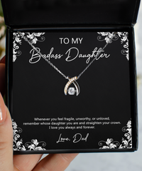 Load image into Gallery viewer, To My Badass Daughter Gifts, Always And Forever, Wishbone Dancing Neckace For Women, Birthday Jewelry Gifts From Dad

