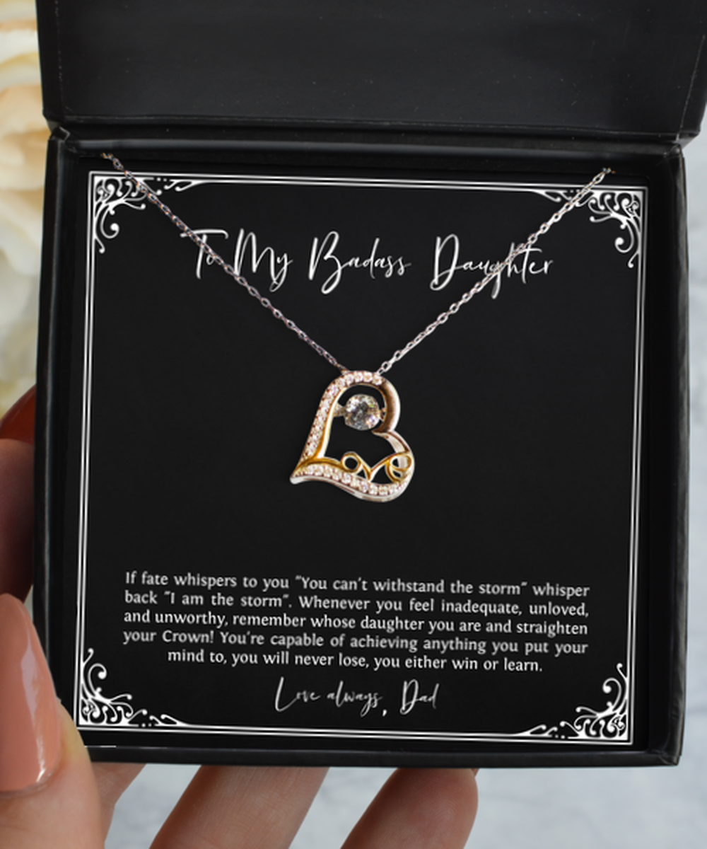 To My Badass Daughter Gifts, Never Lose, Love Dancing Necklace For Women, Birthday Jewelry Gifts From Dad