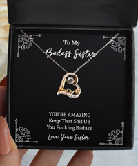 Load image into Gallery viewer, To My Badass Sister Gifts, You&#39;re Amazing, Love Dancing Necklace For Women, Birthday Jewelry Gifts From Sister
