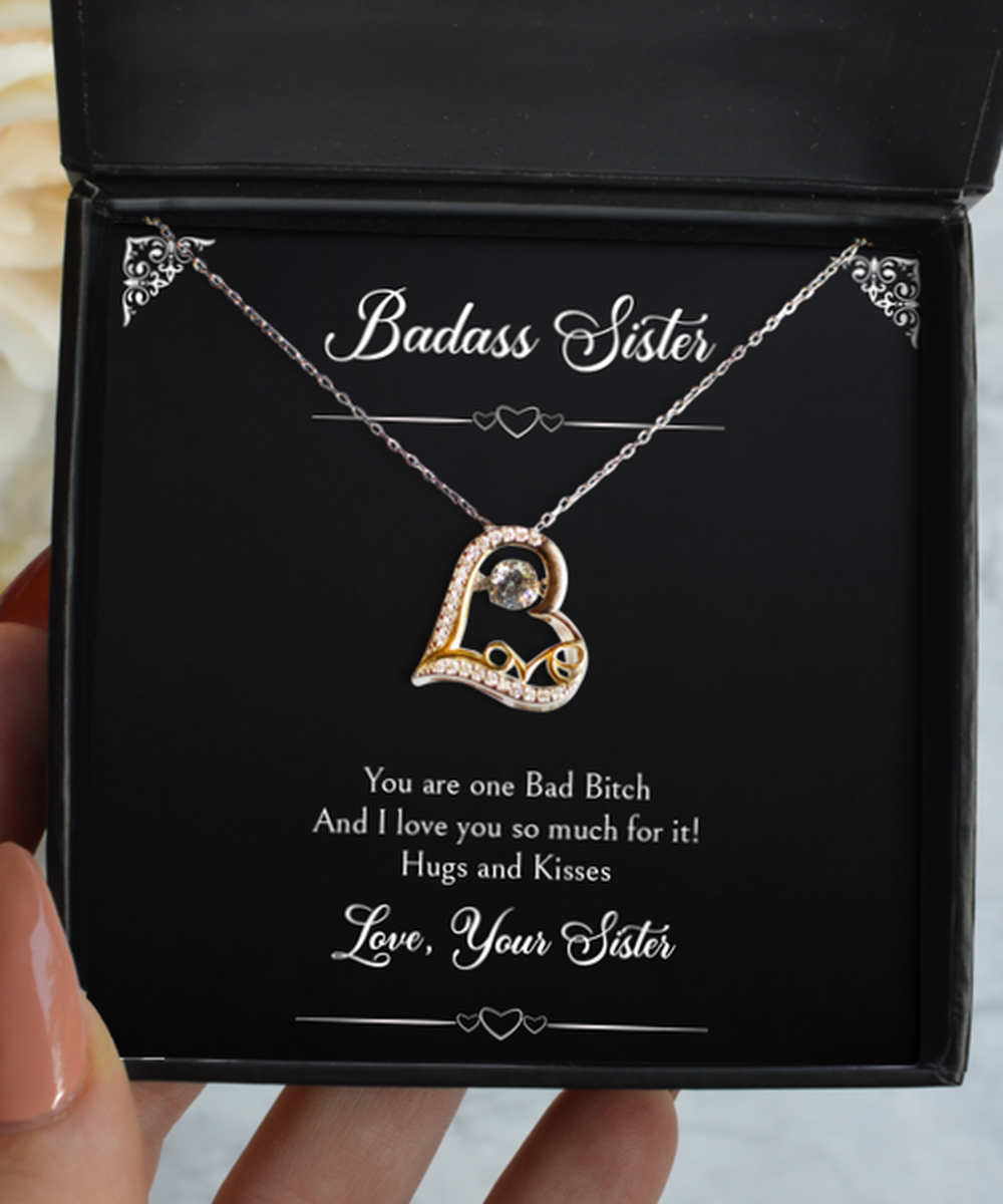 To My Badass Sister Gifts, I Love You So Much, Love Dancing Necklace For Women, Birthday Jewelry Gifts From Sister