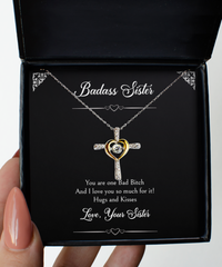 Load image into Gallery viewer, To My Badass Sister Gifts, I Love You So Much, Cross Dancing Necklace For Women, Birthday Jewelry Gifts From Sister
