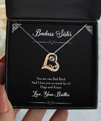 Load image into Gallery viewer, To My Badass Sister Gifts, I Love You So Much, Love Dancing Necklace For Women, Birthday Jewelry Gifts From Brother
