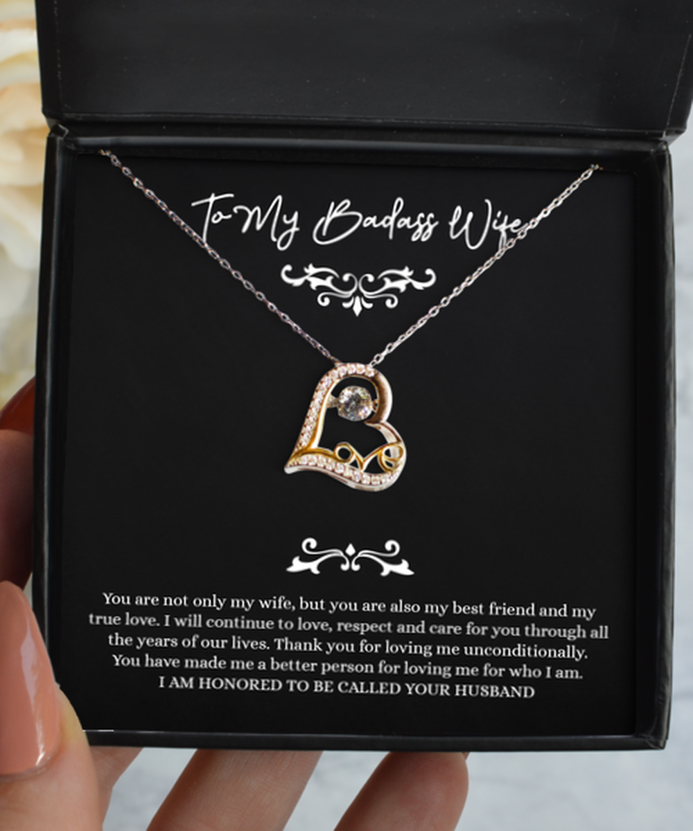 To My Badass Wife, My True Love, Love Dancing Necklace For Women, Anniversary Birthday Valentines Day Gifts From Husband