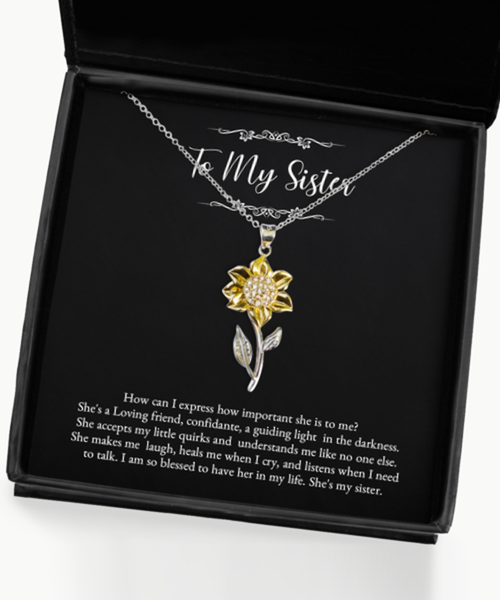 To My Sister Gifts, A Loving Friend, Sunflower Pendant Necklace For Women, Birthday Jewelry Gifts From Sister