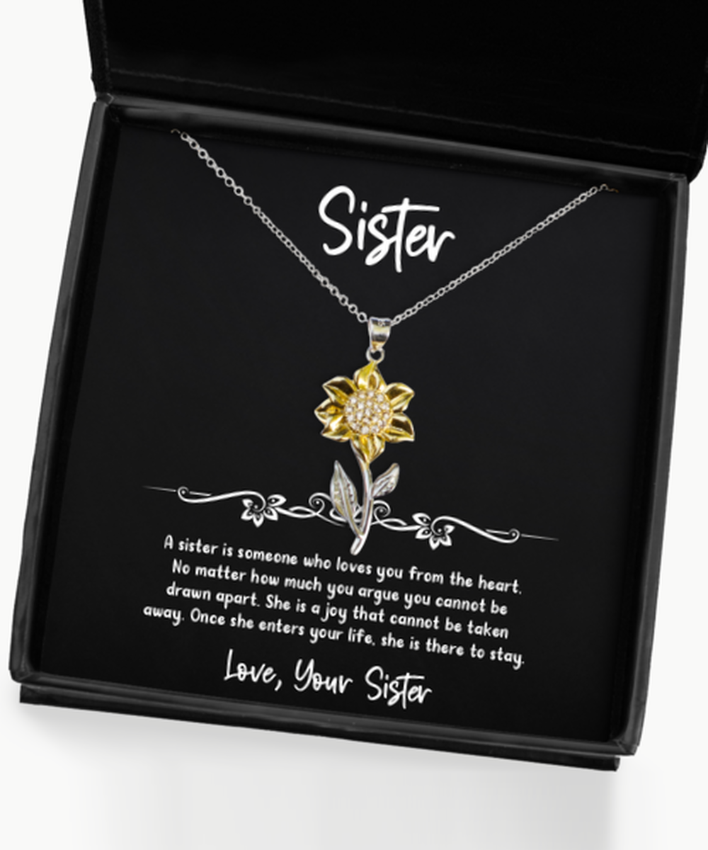 To My Sister Gifts, A Joy That Cannot Be Taken, Sunflower Pendant Necklace For Women, Birthday Jewelry Gifts From Sister
