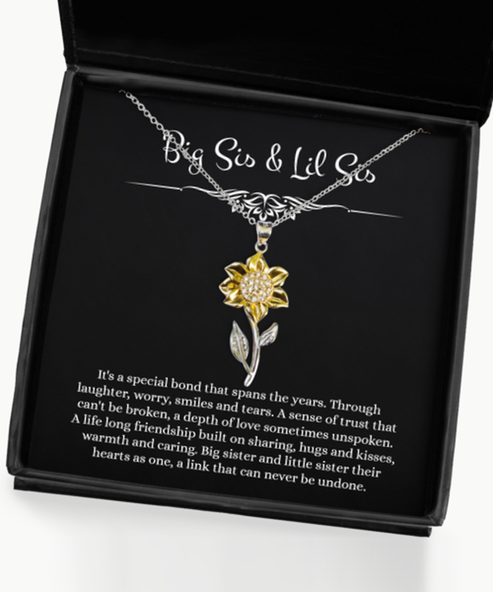 To My Sister Gifts, Big Sis & Lil Sis, Sunflower Pendant Necklace For Women, Birthday Jewelry Gifts From Sister