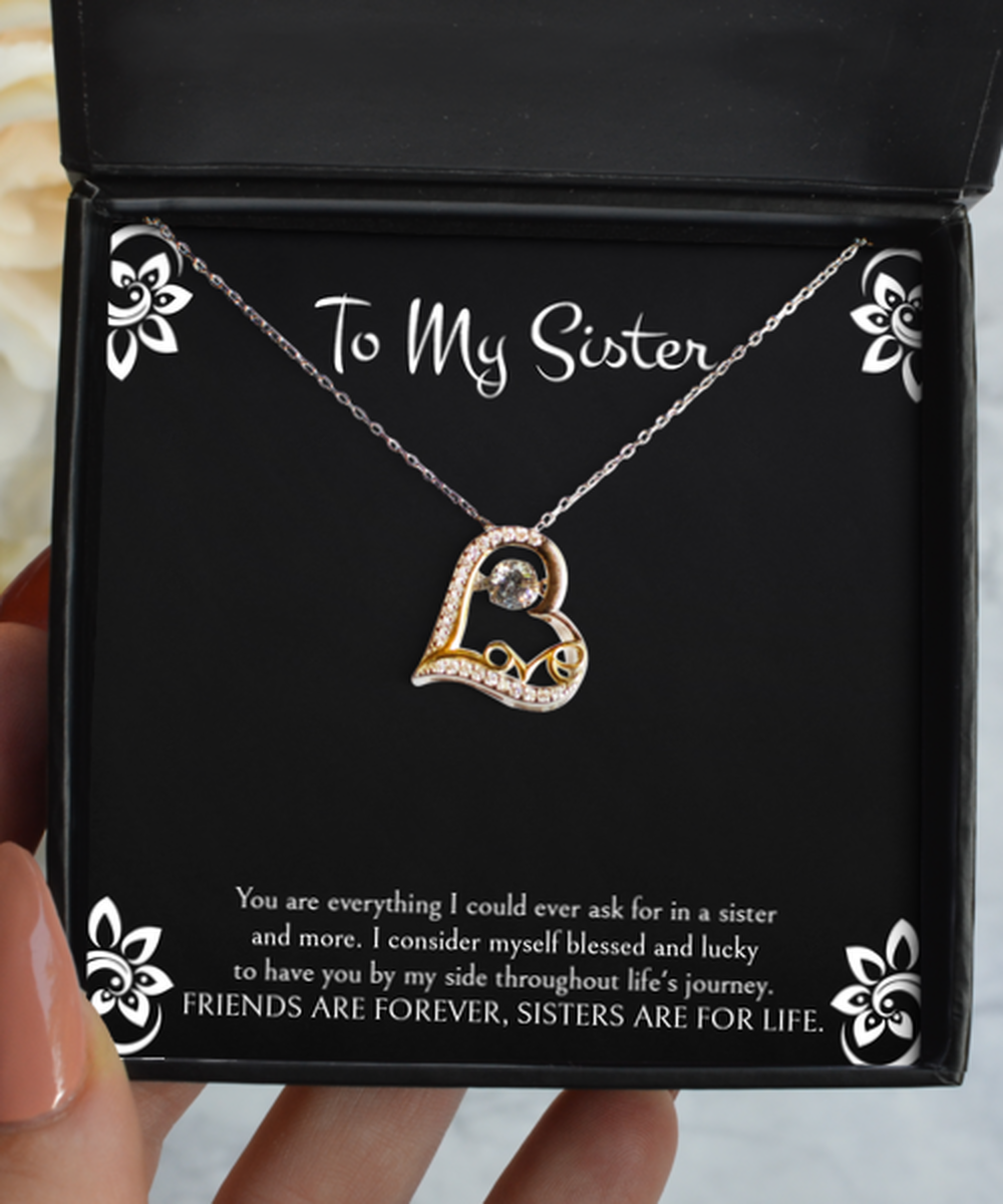 To My Sister Gifts, Blessed And Lucky, Love Dancing Necklace For Women, Birthday Jewelry Gifts From Sister