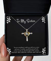 Load image into Gallery viewer, To My Sister Gifts, Blessed And Lucky, Cross Dancing Necklace For Women, Birthday Jewelry Gifts From Sister

