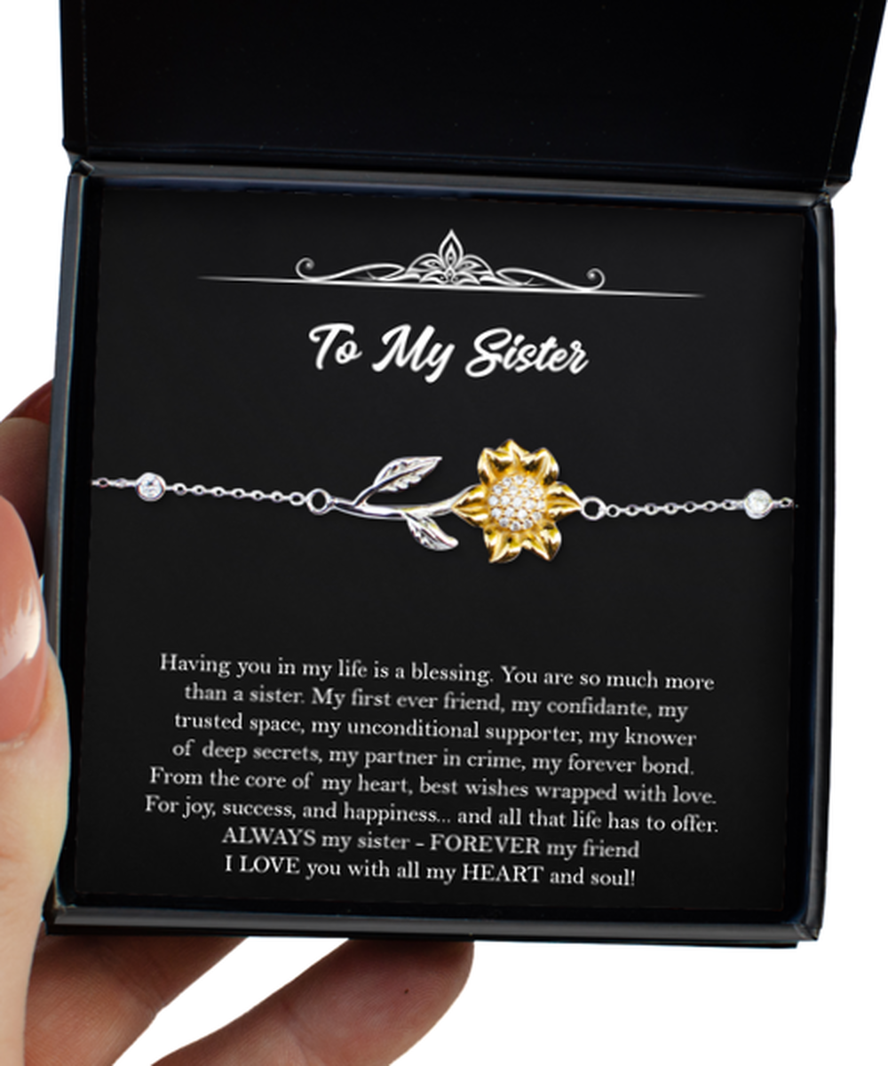 To My Sister Gifts, My First Ever Friend, Sunflower Bracelet For Women, Birthday Jewelry Gifts From Sister