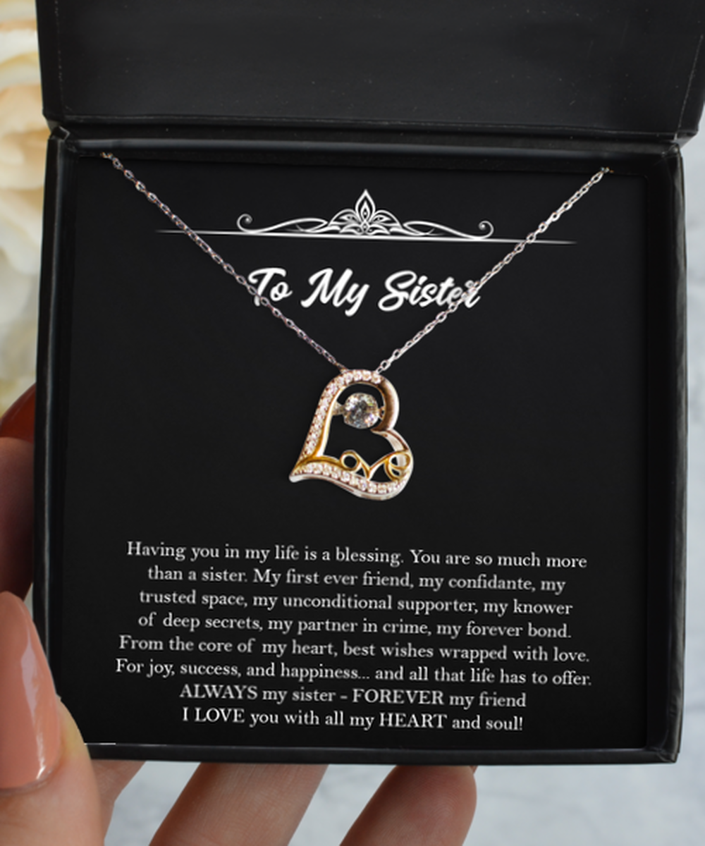 To My Sister Gifts, My First Ever Friend, Love Dancing Necklace For Women, Birthday Jewelry Gifts From Sister