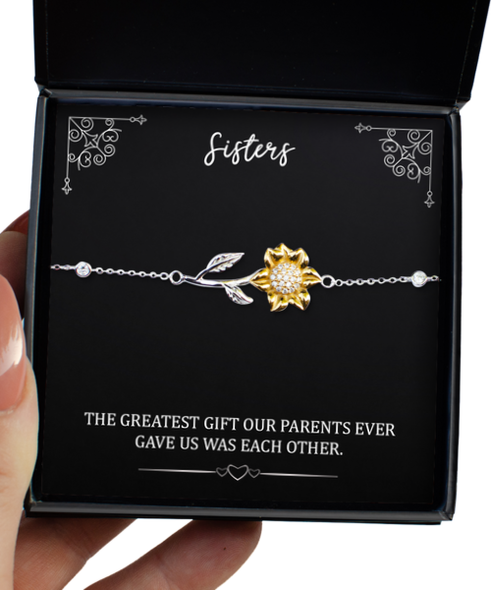 To My Sister Gifts, The Greatest Gift, Sunflower Bracelet For Women, Birthday Jewelry Gifts From Sister