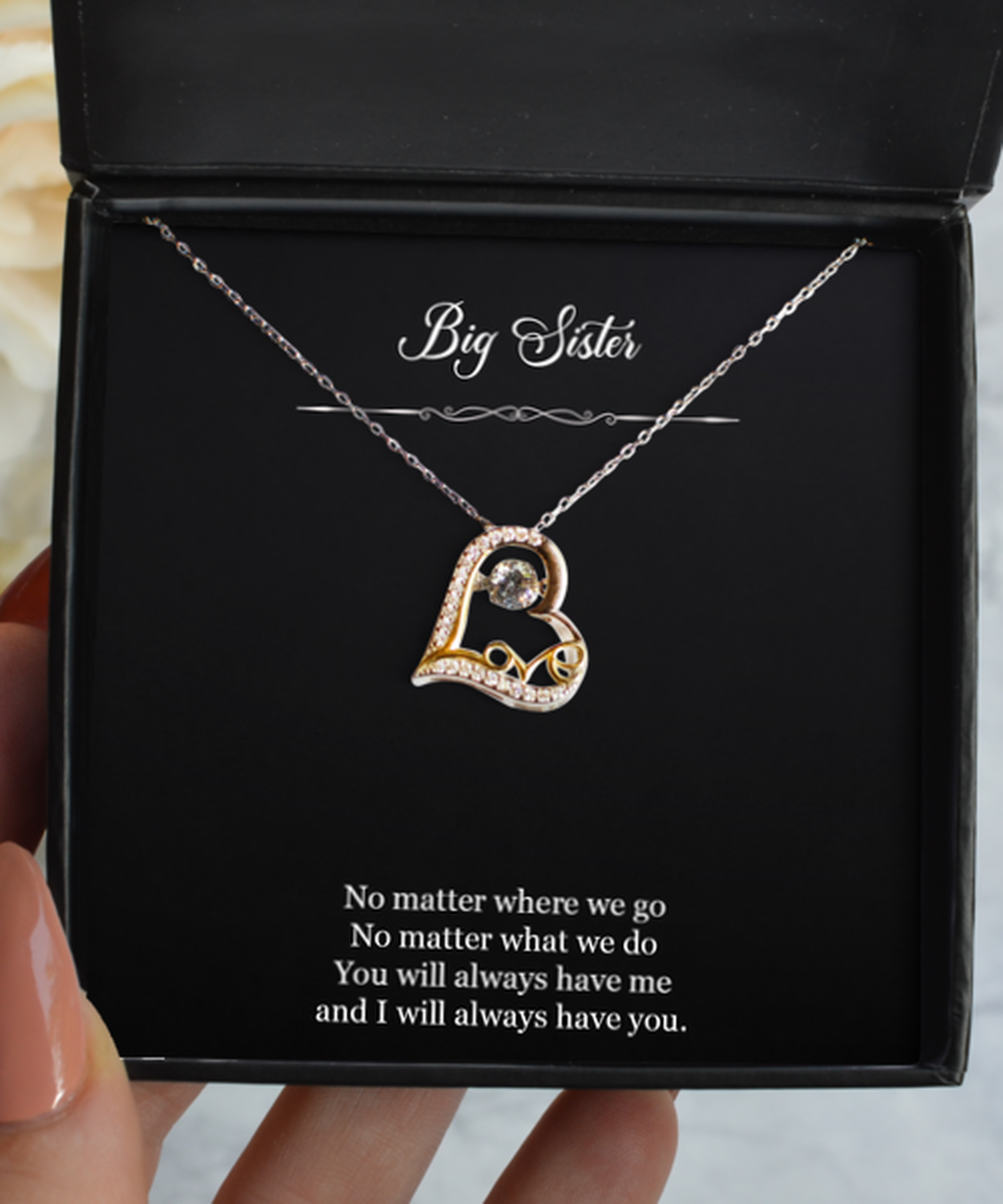 To My Sister Gifts, Big Sister, Love Dancing Necklace For Women, Birthday Jewelry Gifts From Sister