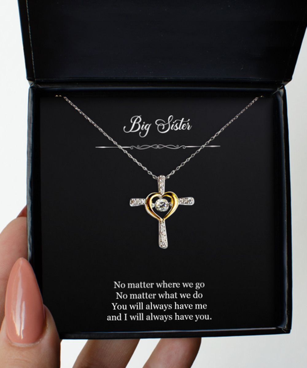 To My Sister Gifts, Big Sister, Cross Dancing Necklace For Women, Birthday Jewelry Gifts From Sister