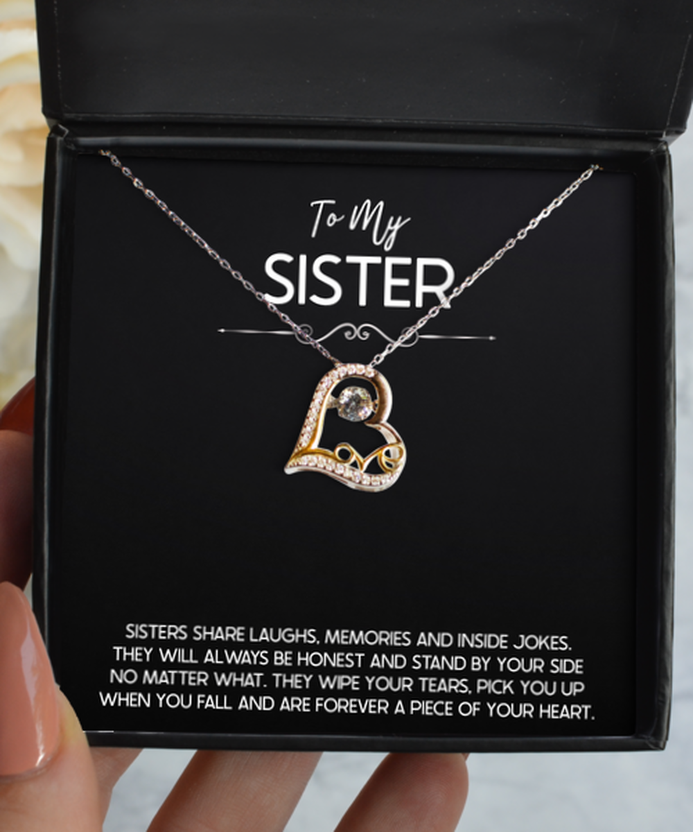 To My Sister Gifts, Sister Share Laughs, Love Dancing Necklace For Women, Birthday Jewelry Gifts From Sister
