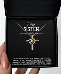 Load image into Gallery viewer, To My Sister Gifts, Sister Share Laughs, Cross Dancing Necklace For Women, Birthday Jewelry Gifts From Sister
