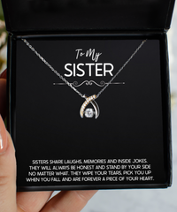Load image into Gallery viewer, To My Sister Gifts, Sister Share Laughs, Wishbone Dancing Necklace For Women, Birthday Jewelry Gifts From Sister
