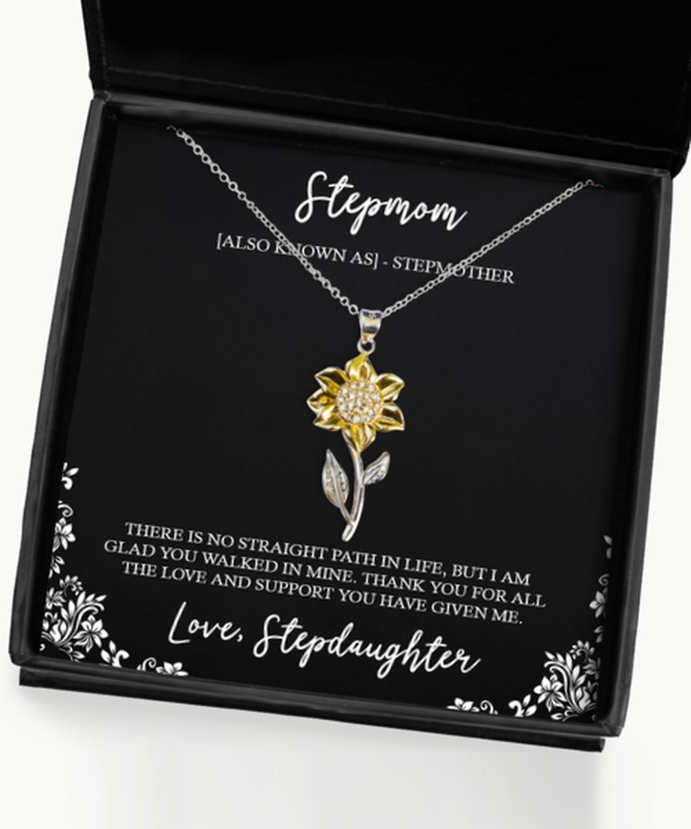 To My Stepmom Gifts, Thank You For All The Love, Sunflower Pendant Necklace For Women, Birthday Mothers Day Present From Stepdaughter