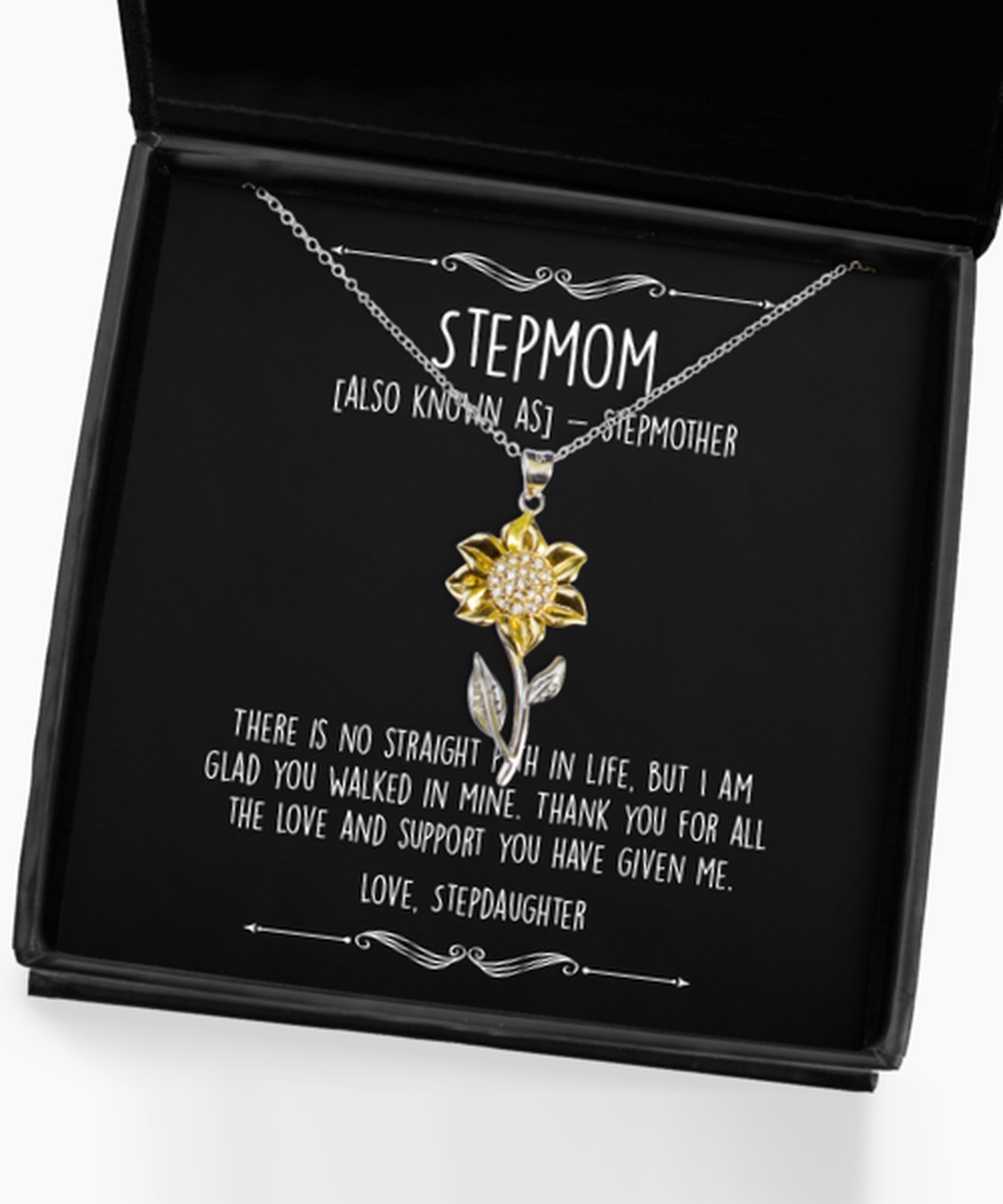 To My Stepmom Gifts, Endless Love And Support, Sunflower Pendant Necklace For Women, Birthday Mothers Day Present From Stepdaughter