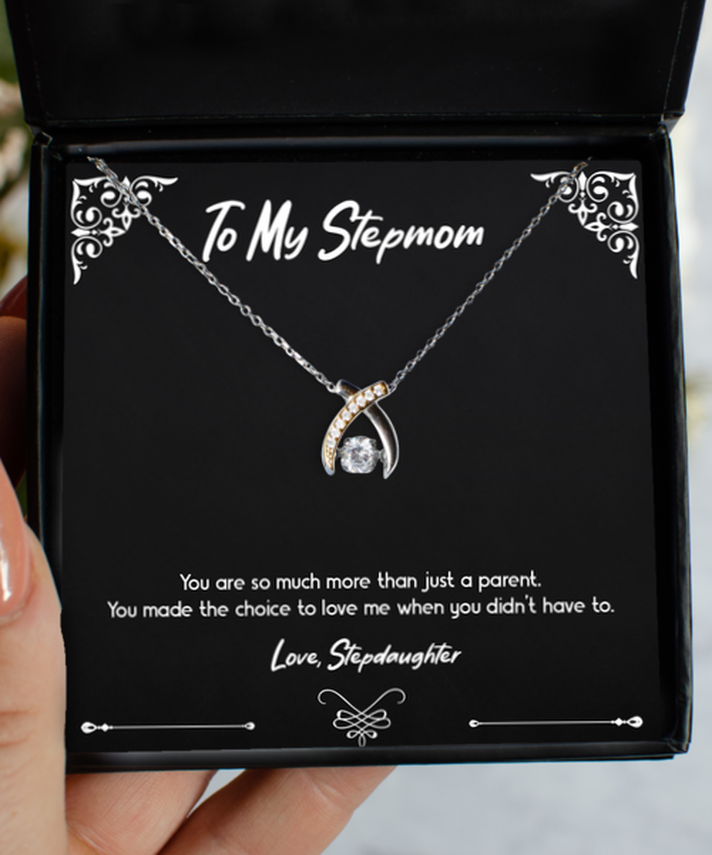 To My Stepmom Gifts, More Than Just A Parent, Wishbone Dancing Neckace For Women, Birthday Mothers Day Present From Stepdaughter