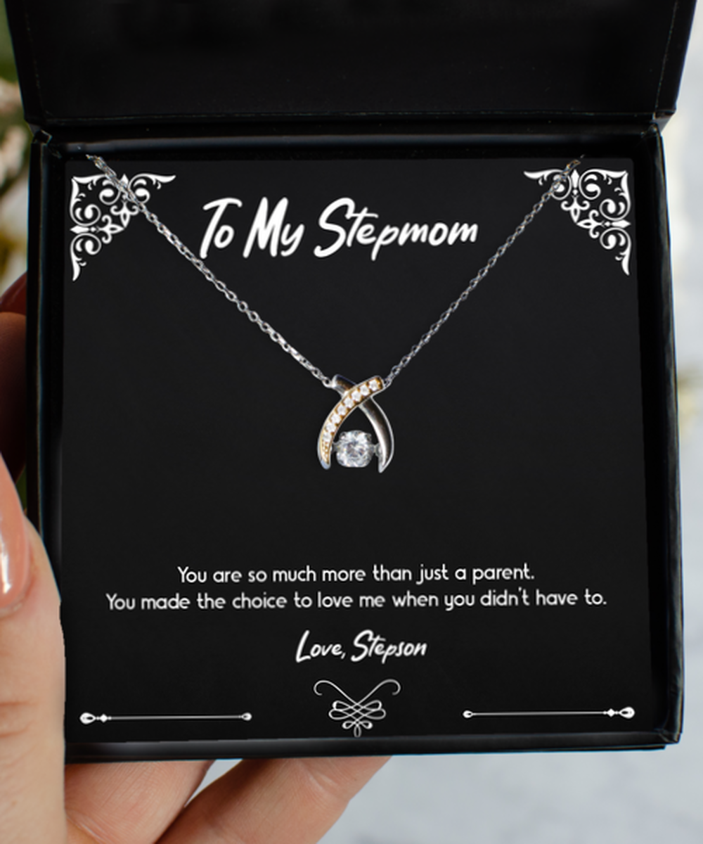 To My Stepmom Gifts, More Than Just A Parent, Wishbone Dancing Neckace For Women, Birthday Mothers Day Present From Stepson