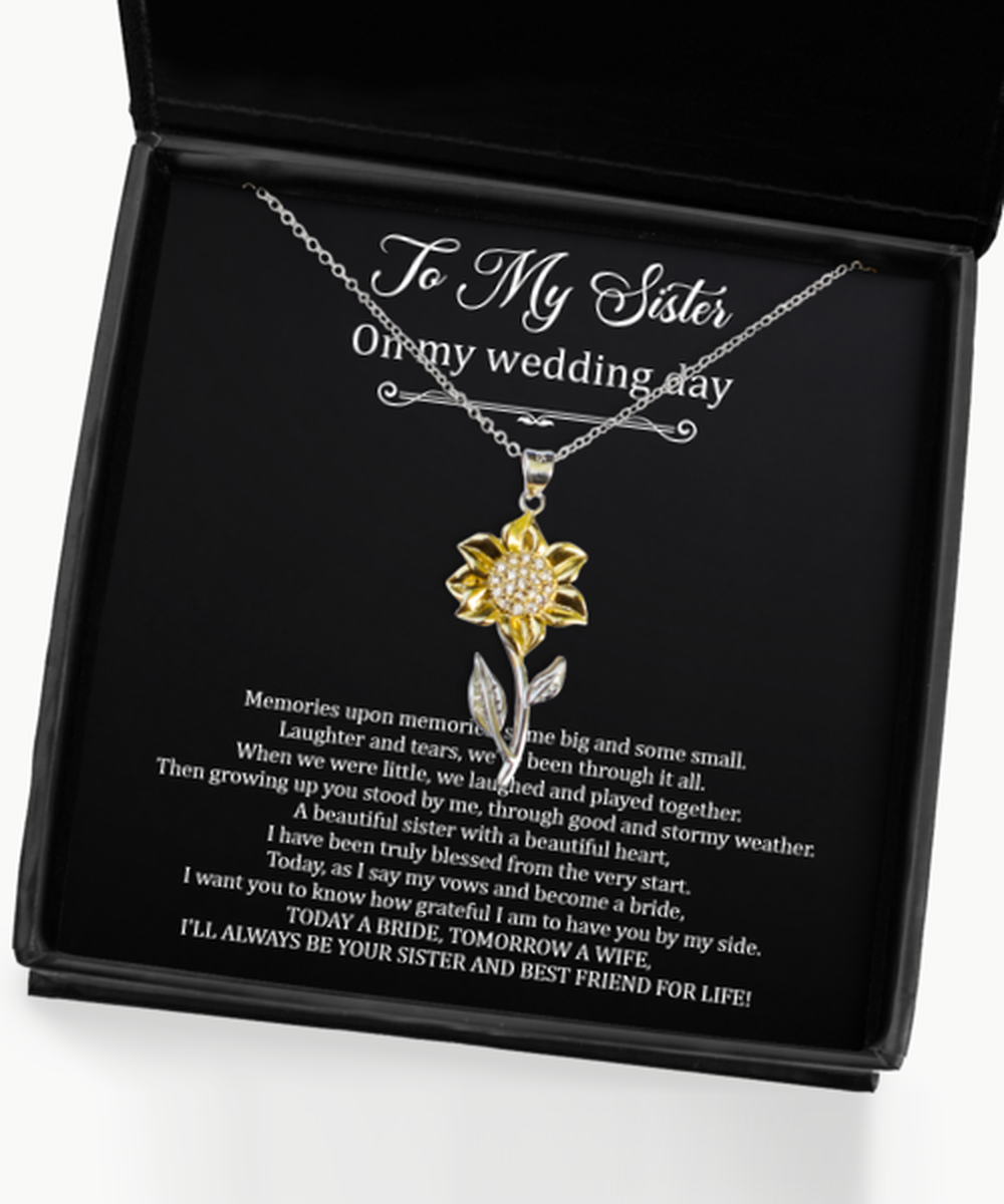 To My Sister Of The Bride Gifts, I Grateful To Have You, Sunflower Pendant Necklace For Women, Wedding Day Thank You Ideas From Bride