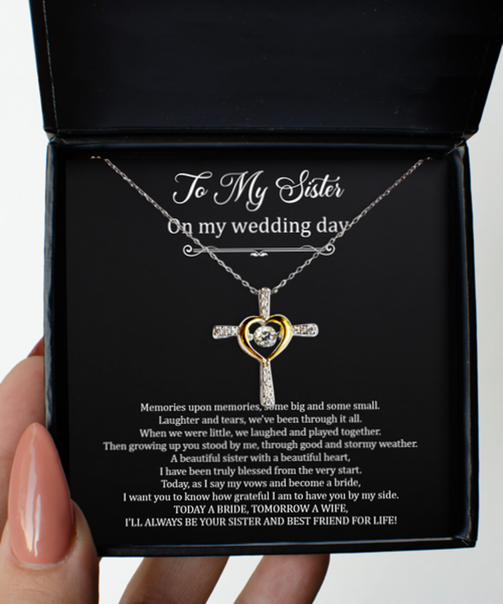 To My Sister Of The Bride Gifts, I Grateful To Have You, Cross Dancing Necklace For Women, Wedding Day Thank You Ideas From Bride