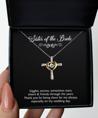 Load image into Gallery viewer, To My Sister Of The Bride Gifts, Giggles Secrets Tears, Cross Dancing Necklace For Women, Wedding Day Thank You Ideas From Bride
