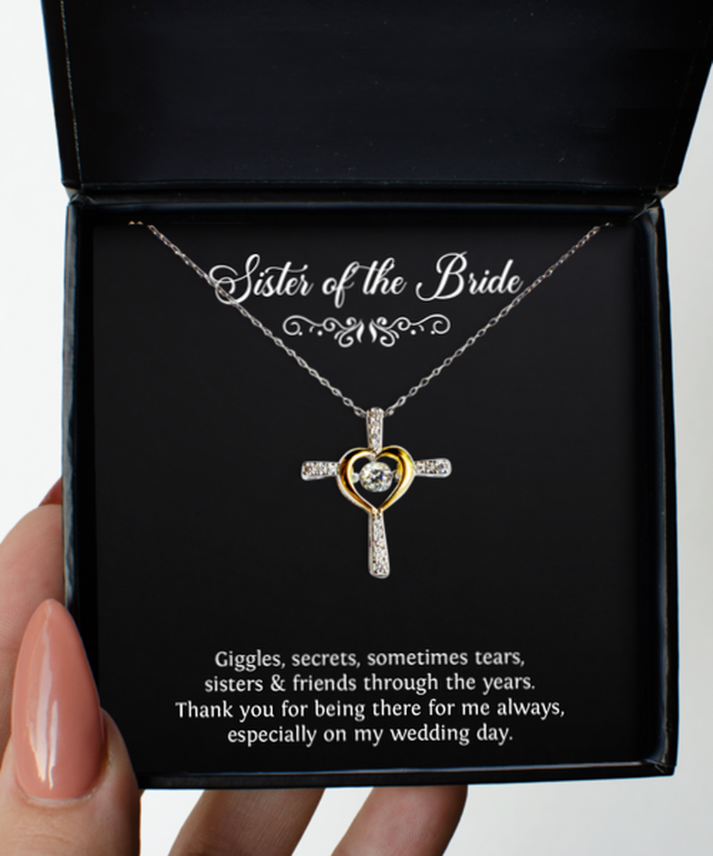 To My Sister Of The Bride Gifts, Giggles Secrets Tears, Cross Dancing Necklace For Women, Wedding Day Thank You Ideas From Bride