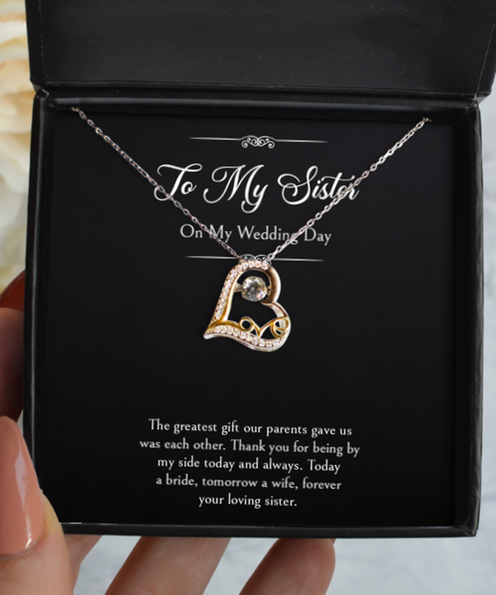 To My Sister Of The Bride Gifts, The Greatest Gift, Love Dancing Necklace For Women, Wedding Day Thank You Ideas From Bride