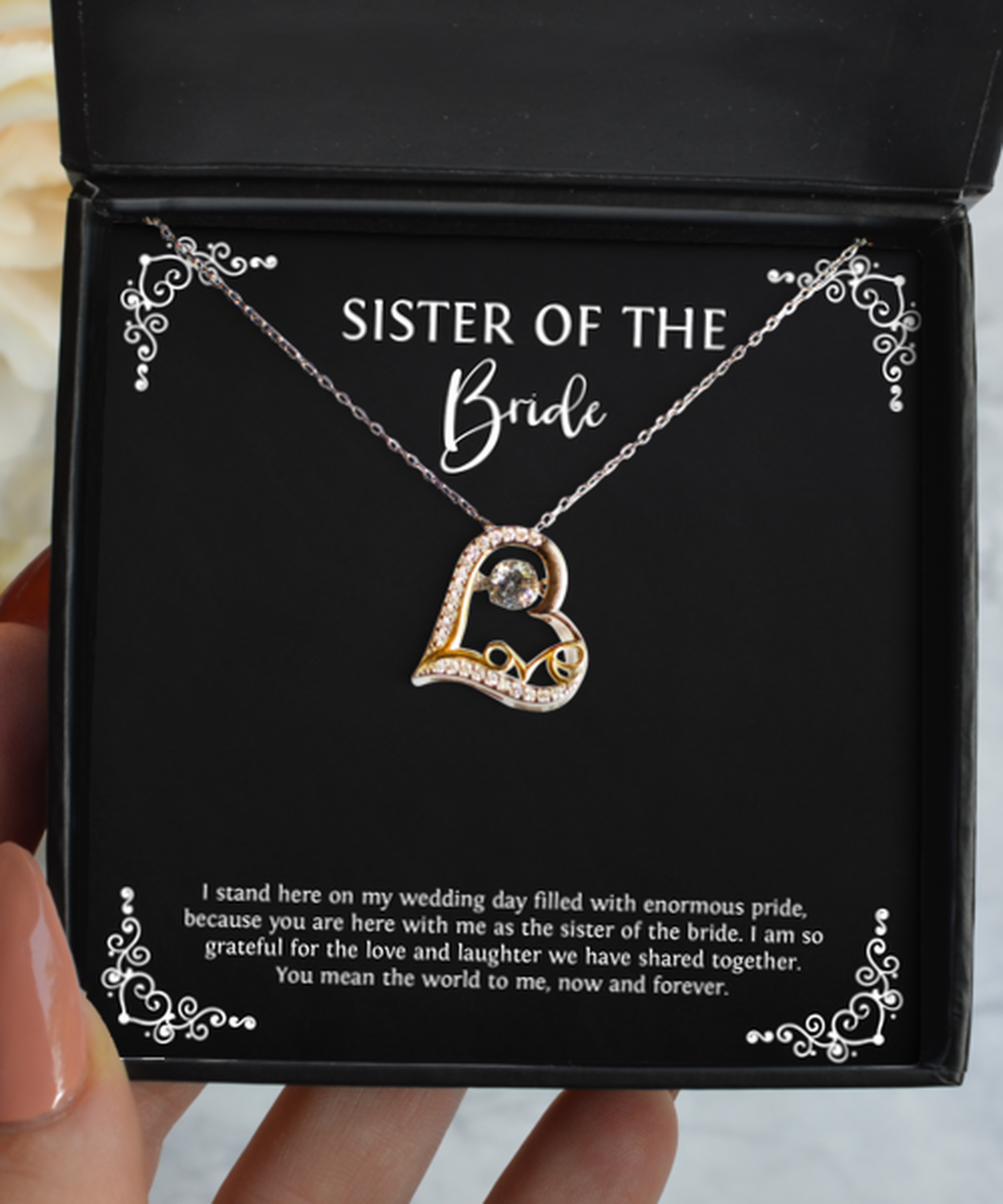 To My Sister Of The Bride Gifts, You Mean The World To Me, Love Dancing Necklace For Women, Wedding Day Thank You Ideas From Bride