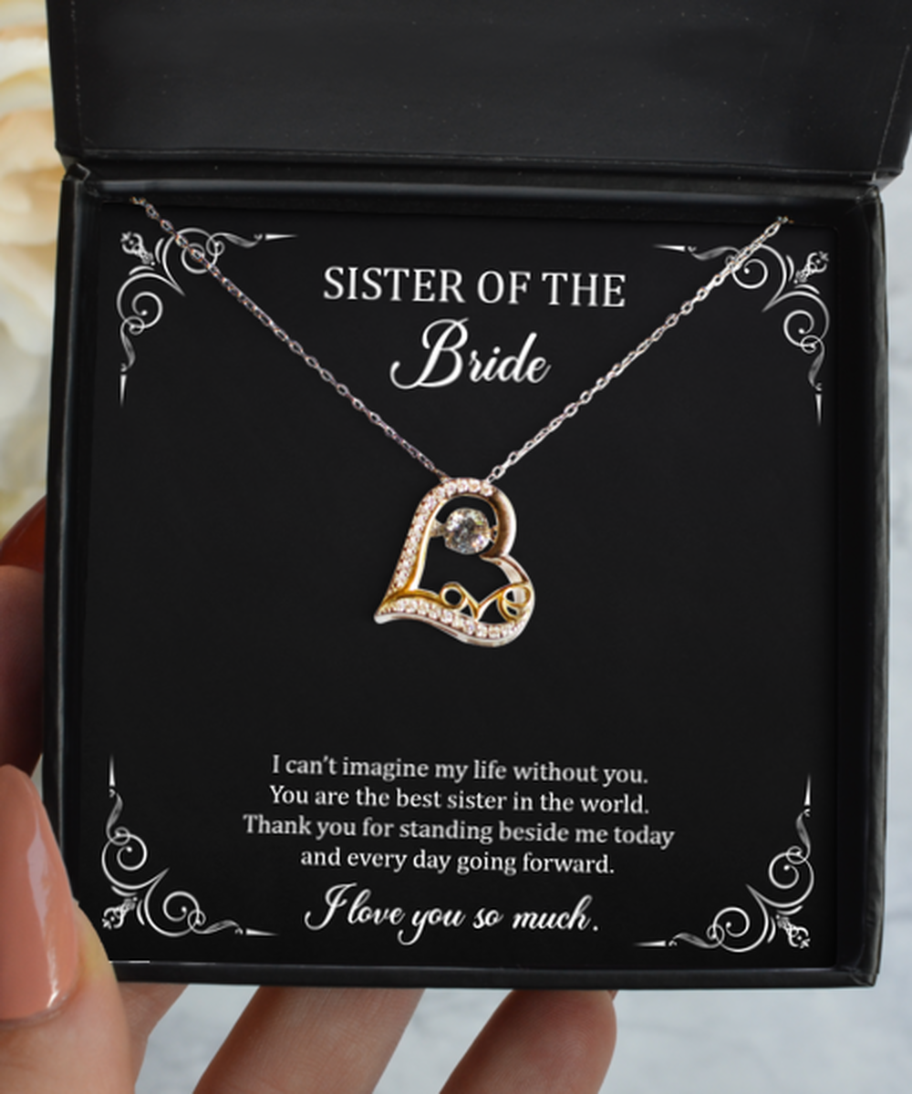 To My Sister Of The Bride Gifts, Can't Imagine Life Without You, Love Dancing Necklace For Women, Wedding Day Thank You Ideas From Bride