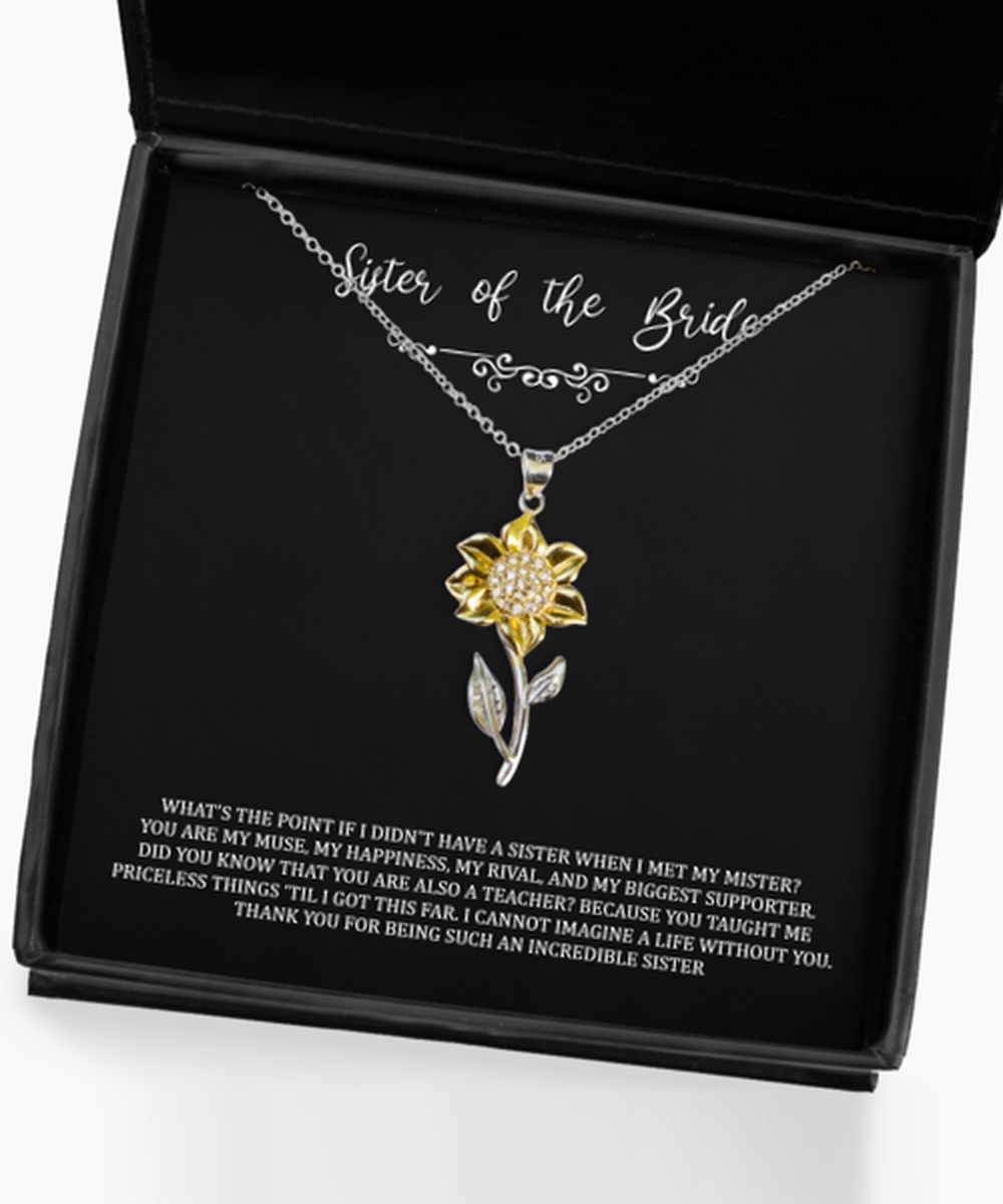 To My Sister Of The Bride Gifts, You Are My Muse, Sunflower Pendant Necklace For Women, Wedding Day Thank You Ideas From Bride