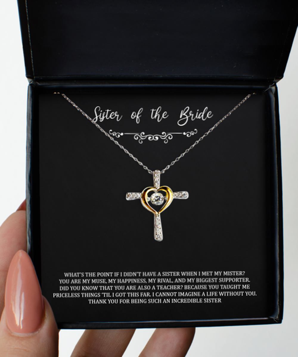 To My Sister Of The Bride Gifts, You Are My Muse, Cross Dancing Necklace For Women, Wedding Day Thank You Ideas From Bride