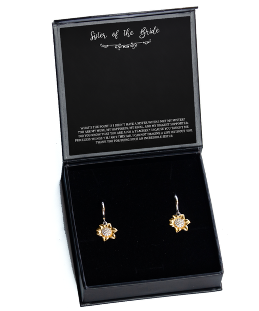 To My Sister Of The Bride Gifts, You Are My Muse, Sunflower Earrings For Women, Wedding Day Thank You Ideas From Bride