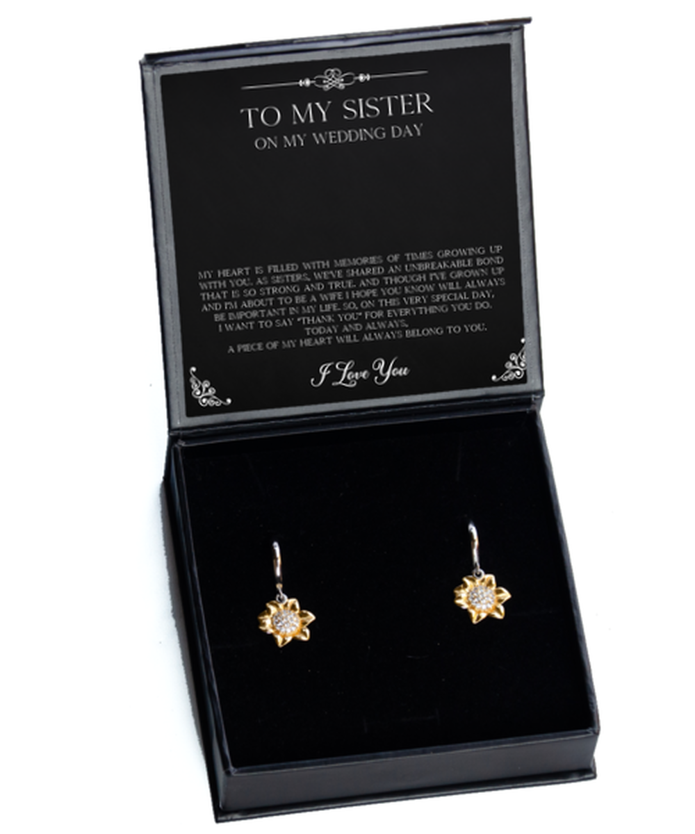 To My Sister Of The Bride Gifts, Filled With Memories, Sunflower Earrings For Women, Wedding Day Thank You Ideas From Bride