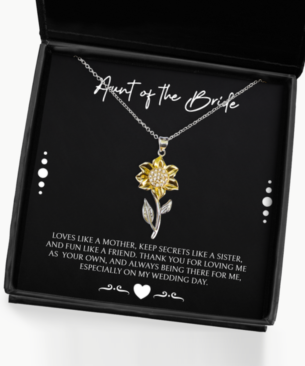 Aunt Of The Bride Gifts, Loves Like A Mother, Sunflower Pendant Necklace For Women, Wedding Day Thank You Ideas From Bride