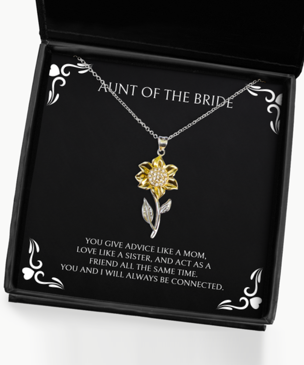 Aunt Of The Bride Gifts, You Give Advice Like A Mom, Sunflower Pendant Necklace For Women, Wedding Day Thank You Ideas From Bride