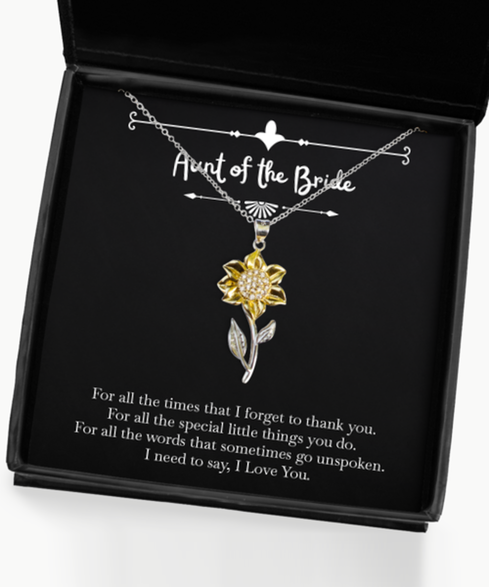 Aunt Of The Bride Gifts, I Love You, Sunflower Pendant Necklace For Women, Wedding Day Thank You Ideas From Bride